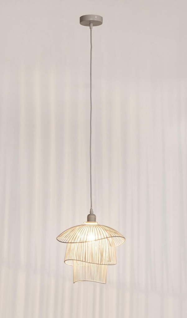 2x Lampadario bianco h26 30x29x26 cm in legno