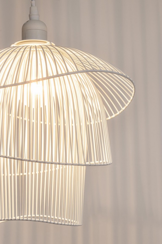 2x Lampadario bianco h26 30x29x26 cm in legno
