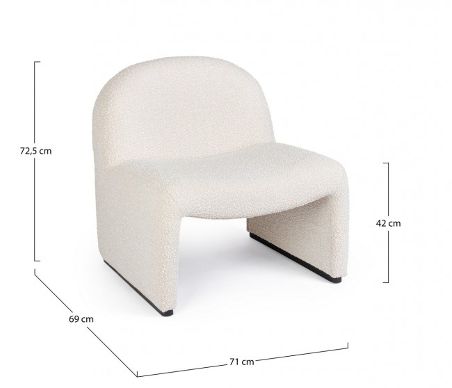 Poltrona bassilla 71x69x72.5h in bouclé