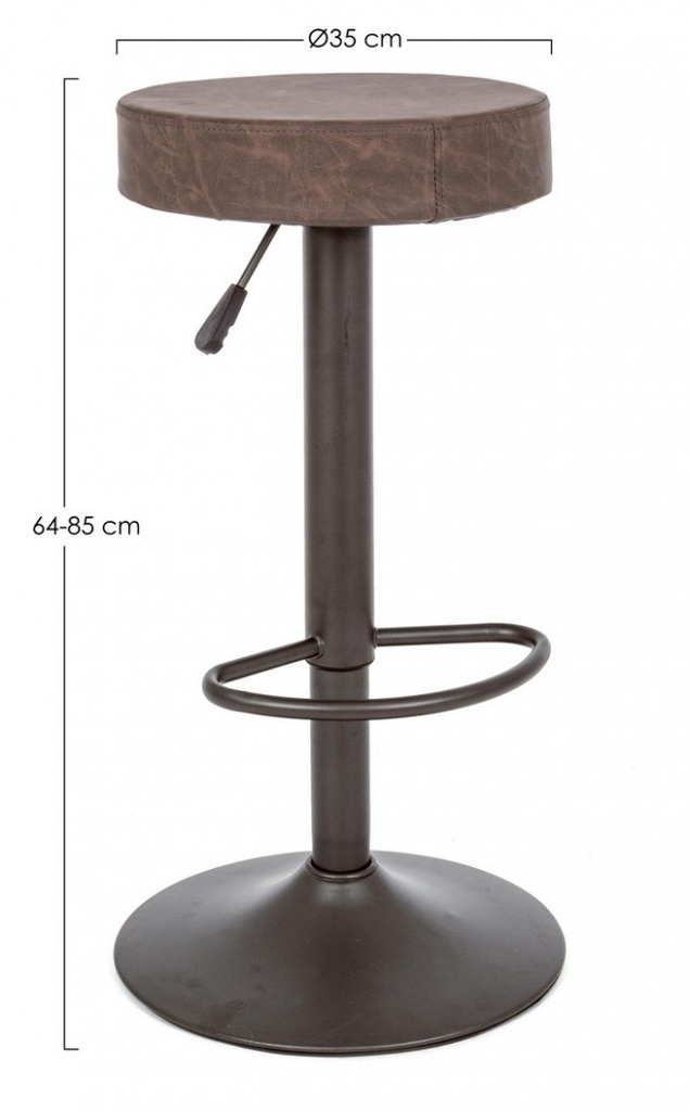 2x Sgabello bar marrone vintage 35x35x64/85h