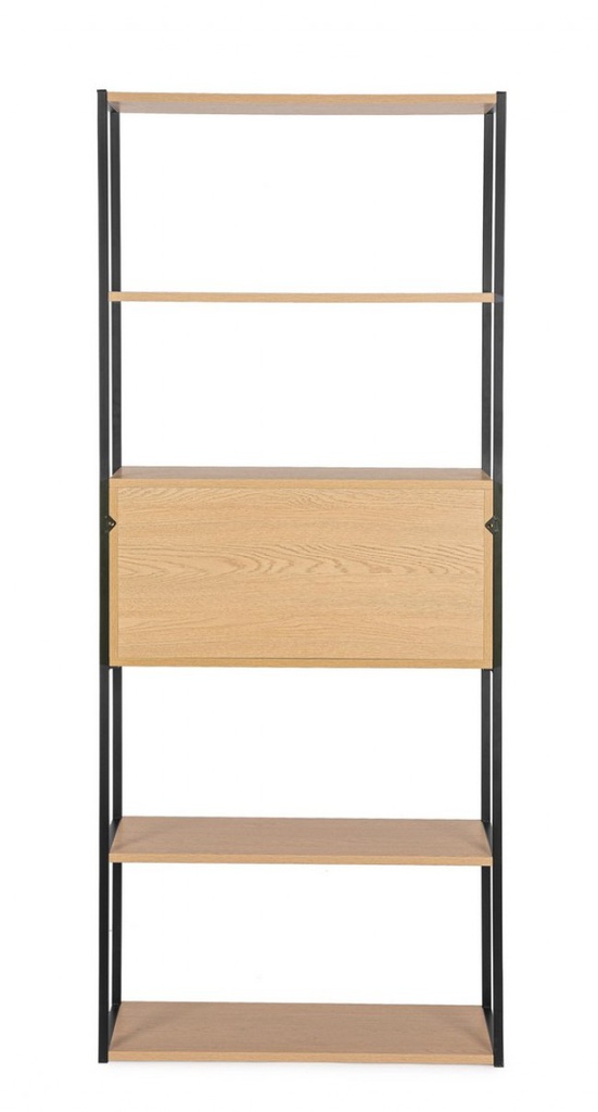 Libreria nera e naturale 84,5x35x200 cm