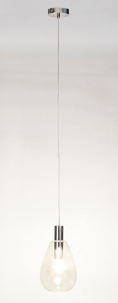 Lampadario 1 luce trasparente argento D.18,5x130h