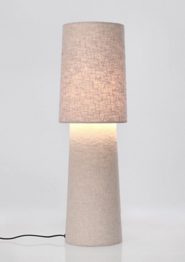 2x Lampada tavolo crema D.18x58h in tessuto