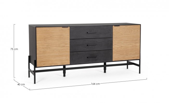 Credenza nera e naturale 164x40x75