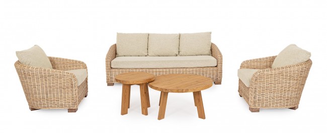 Tavolino rotondo in legno di teak D.80x40h