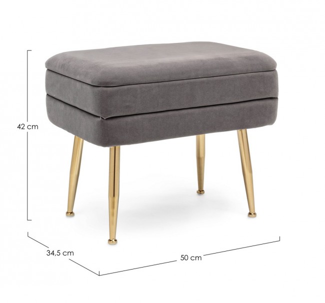 Panca singola grigio scuro 50x34.5x42 in velluto