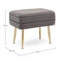 Panca singola grigio scuro 50x34.5x42 in velluto