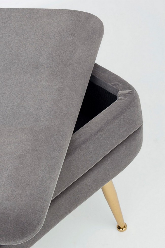 Panca singola grigio scuro 50x34.5x42 in velluto