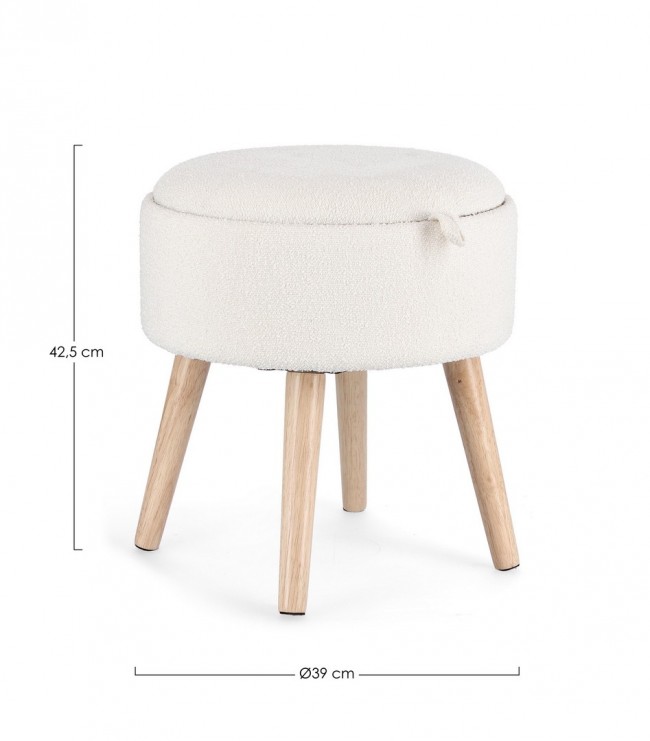 Sgabello contenitore D.39 x 42.5h in bouclé