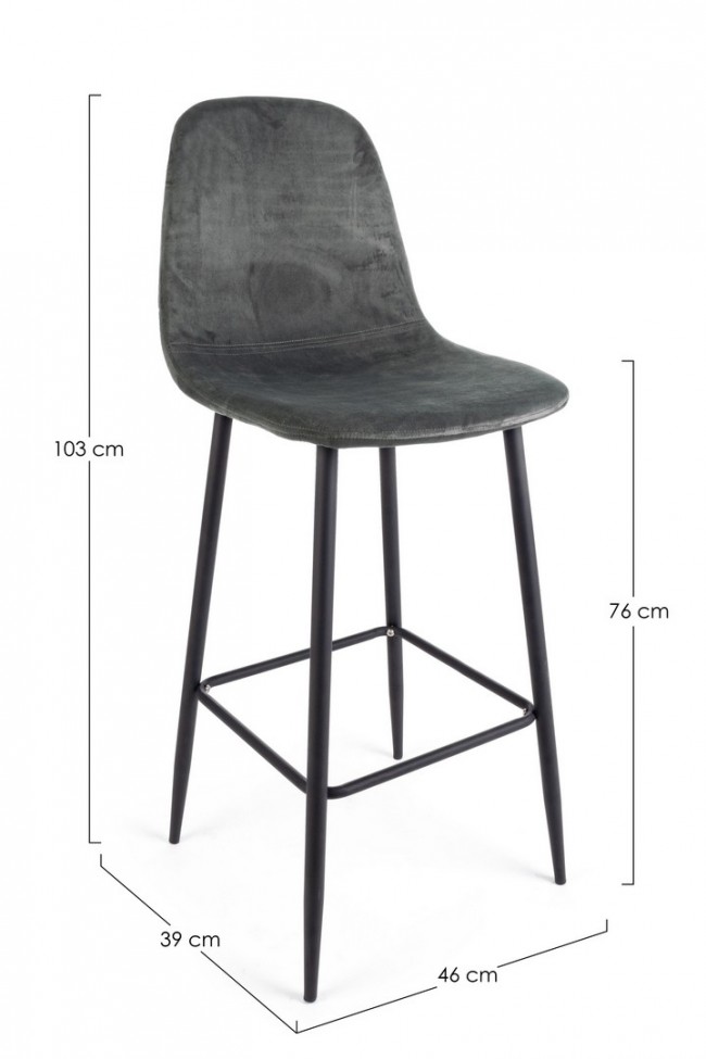 2x Sgabello bar velluto grigio scuro 46x39x103