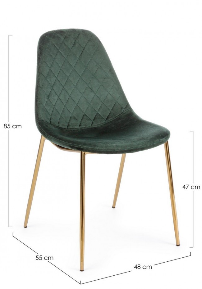 4x Sedia in velluto verde scuro 48x55x85
