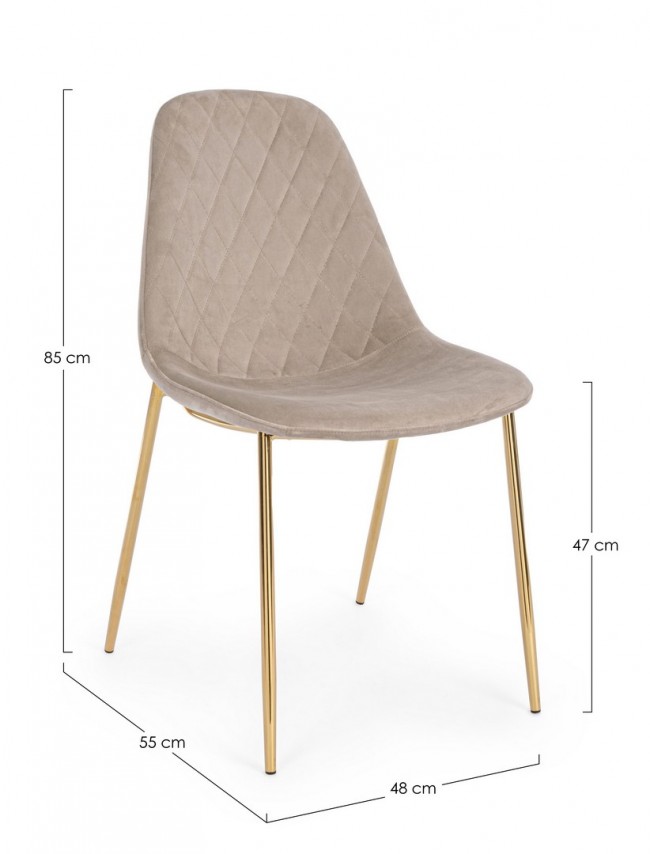 4x Sedia in velluto tortora 48x55x85h