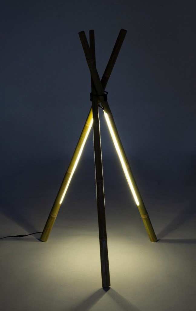 2x Lampada treppiede bamboo 51x47x109h