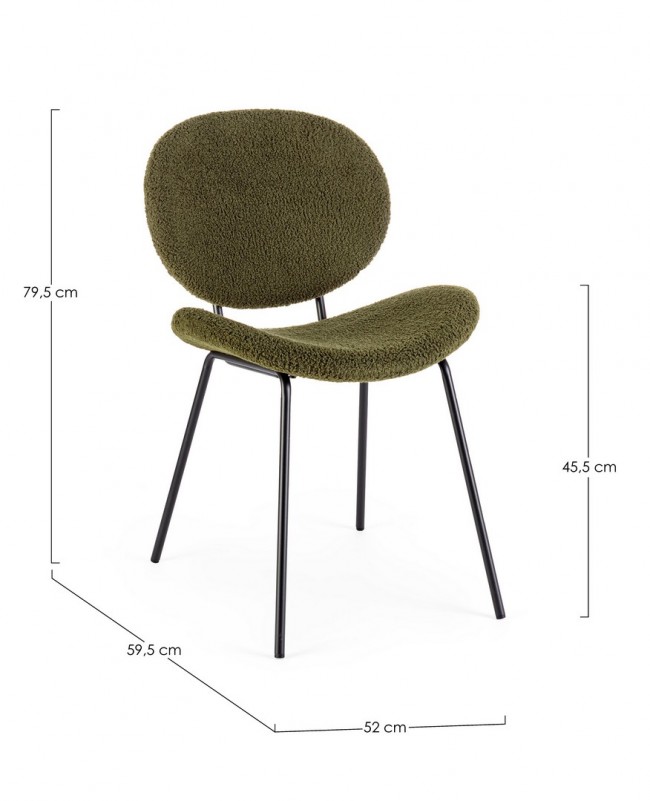 2x Sedia verde scuro 52x59.5x79.5 h, bouclé