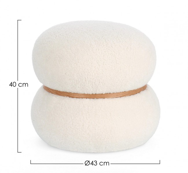Pouff bianco D.43 x 40h in tessuto