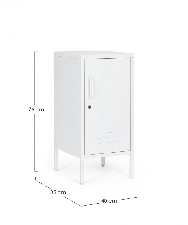 Comodino bianco 40x35x76h in acciaio