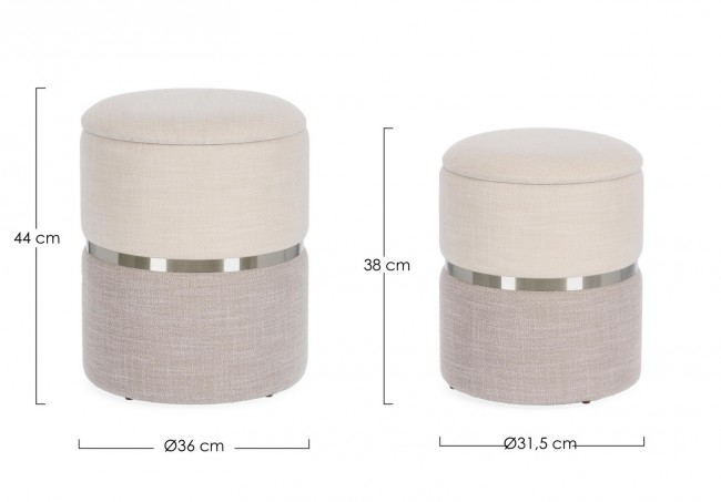 Pouf contenitore radinka 31.5x38, 36x44 grigio
