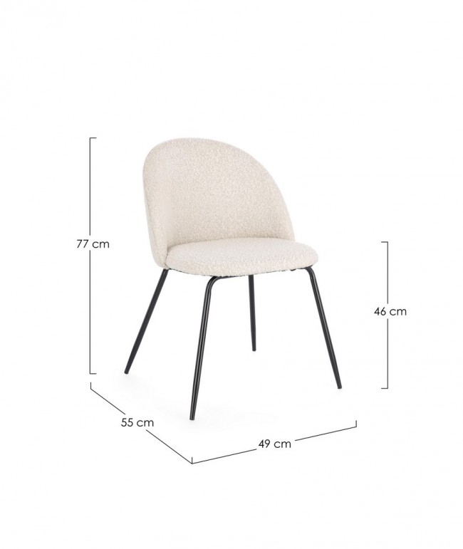 4x Sedia nera/avorio 49x55x77h 46h1 in bouclé