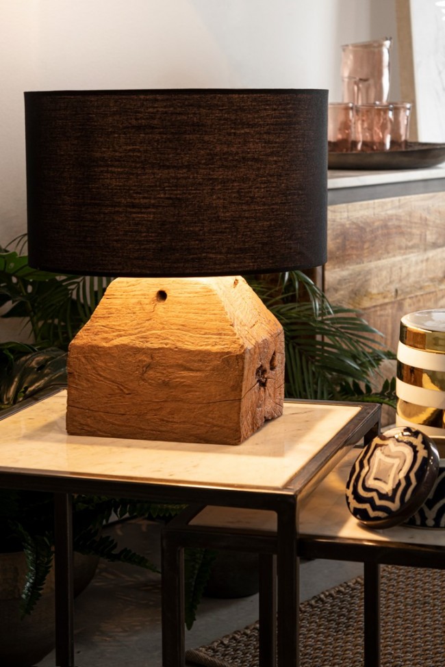 Lampada tavolo nero D.35x40h in legno