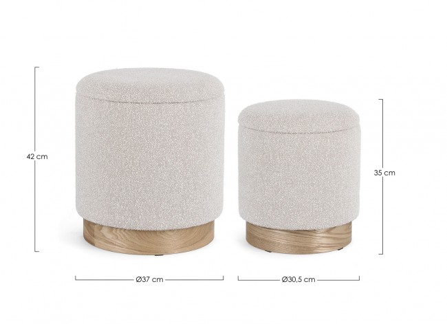 Pouf contenitore grigio D.30.5x35h, D.37x42h