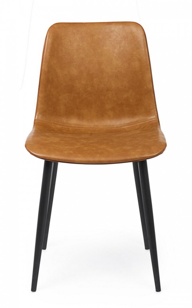 2x Sedia cuoio vintage 44x50x80h