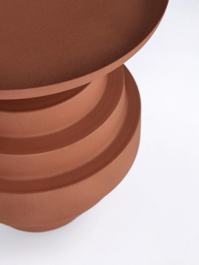 Tavolino Amba terracotta D.35.5 x 40h in acciaio
