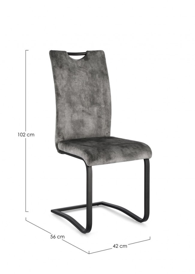 4x Sedia velluto grigio 42x56x102x48