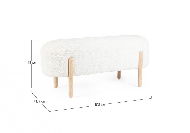 Panca dayla bianco 108x41.5x48 in bouclé