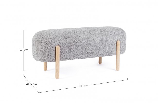 Panca grigia chiaro 108x41.5x48 in bouclé