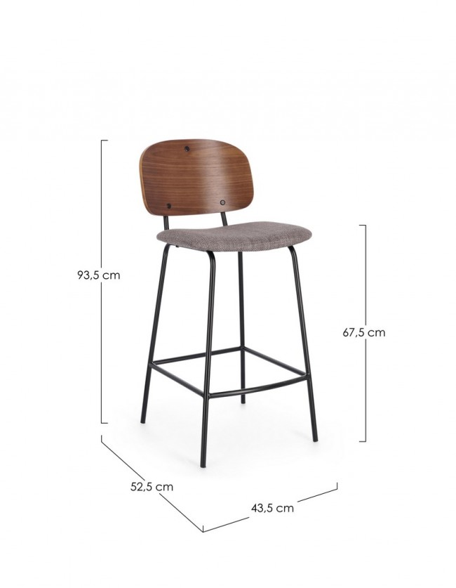 2x Sgabello cucina grigio 43.5x52.5x93.5