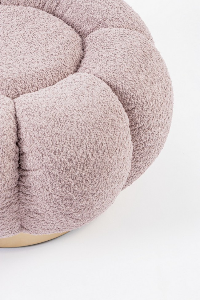Pouff floreale rosa antico D.65x35h