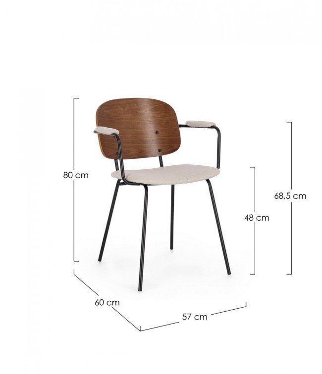 2x Sedia beige 57x60x80 cm in tessuto