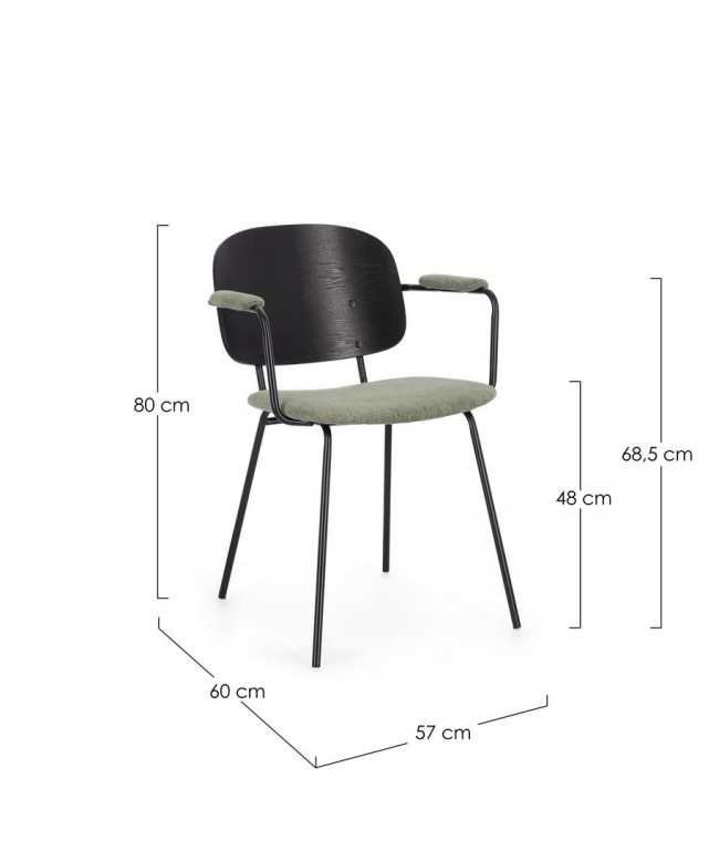2x Sedia verde 57x60x80 cm in tessuto