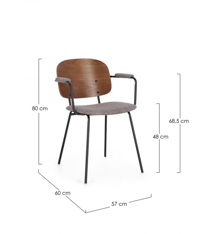 2x Sedia grigia 57x60x80h in tessuto