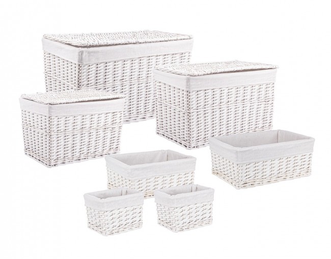 Set di contenitori bianchi 19x15x14h, 37x25x16h, 43x31x18h, 50x33x34h, 60x39x39h, 72x45x44h