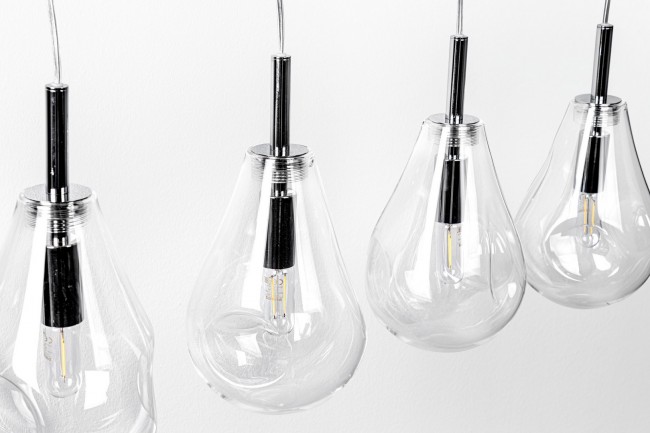 Lampadario 4 luci 75x15x120h trasparente argento