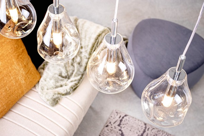 Lampadario 4 luci 75x15x120h trasparente argento