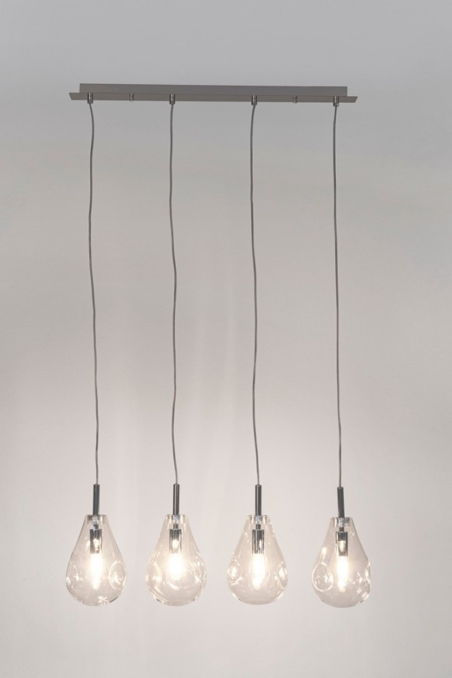 Lampadario 4 luci 75x15x120h trasparente argento