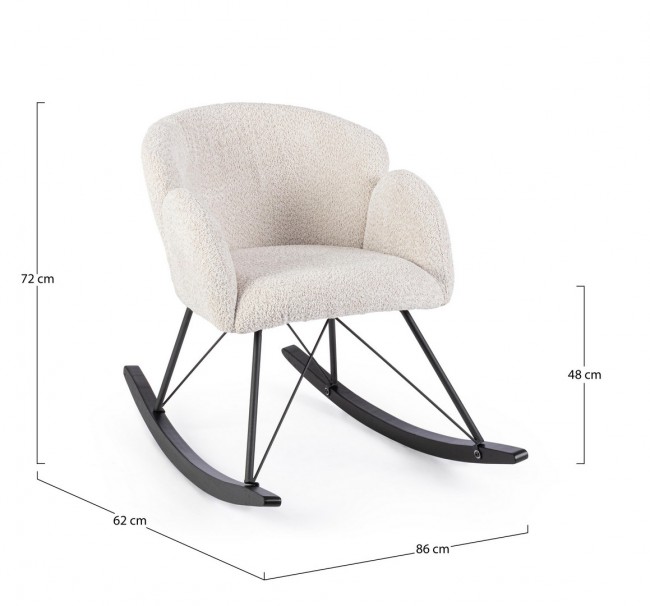 Poltrona dondolo 86x62x72 in bouclé