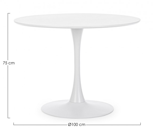 Tavolo Bloom bianco D.100 x 75 h in legno