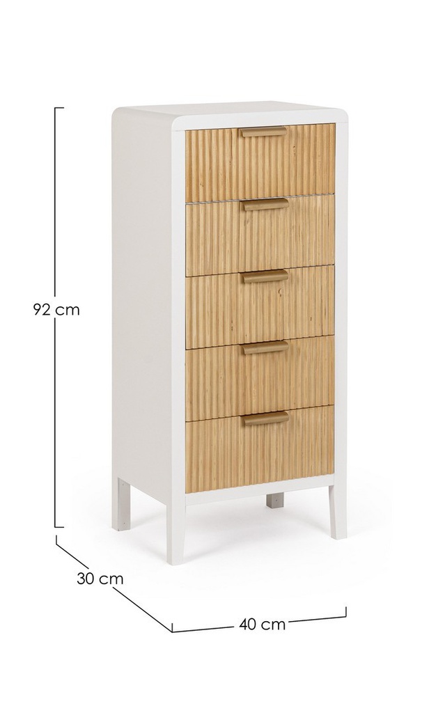 Cassettiera bianco-naturale 40x30x92 cm