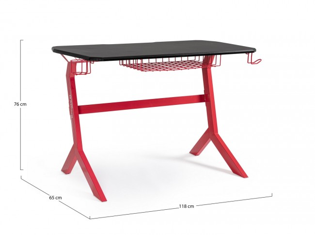 Scrivania gaming rossa e nera 118x65x76