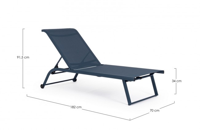 2x Lettino c-ruote navy 70x182x91.5 cm