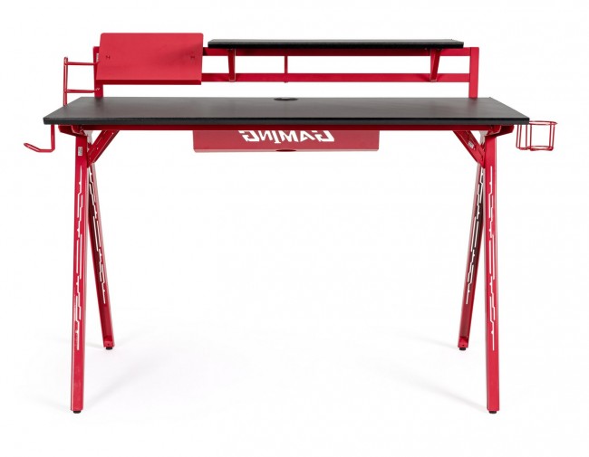 Scrivania gaming 135.5x60x95 rosso-nero
