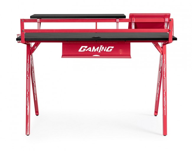 Scrivania gaming 135.5x60x95 rosso-nero
