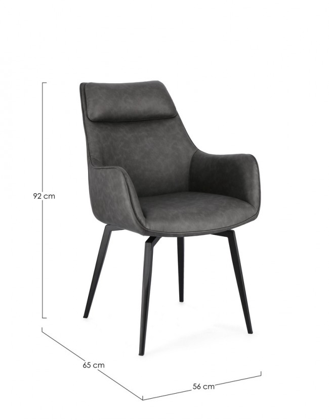 2x Poltrona in ecopelle antracite 56x65x92