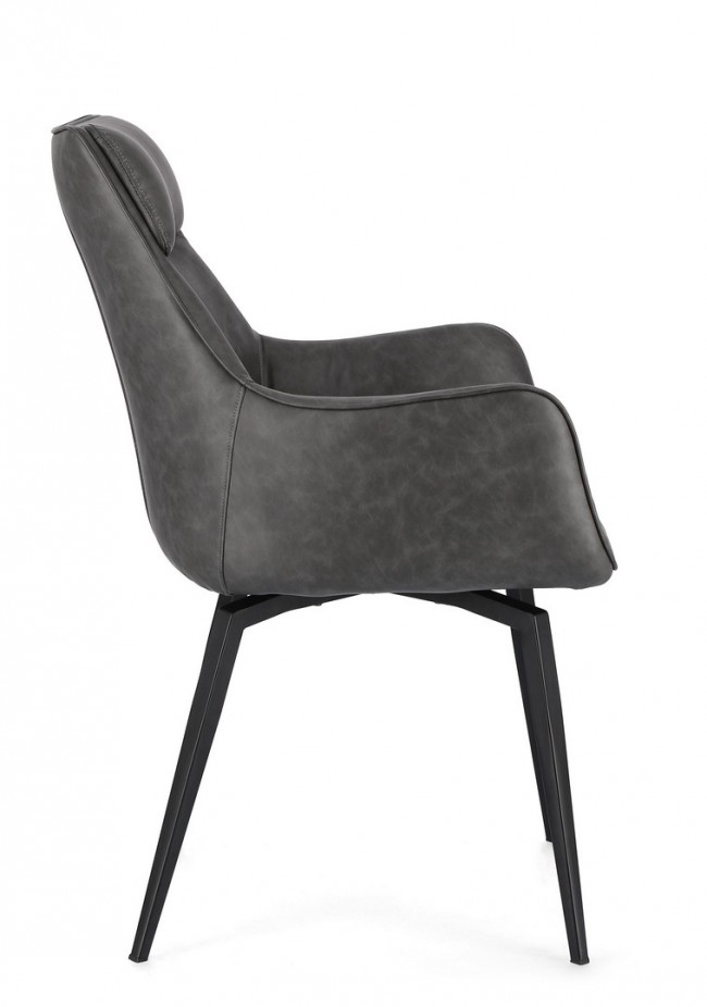 2x Poltrona in ecopelle antracite 56x65x92