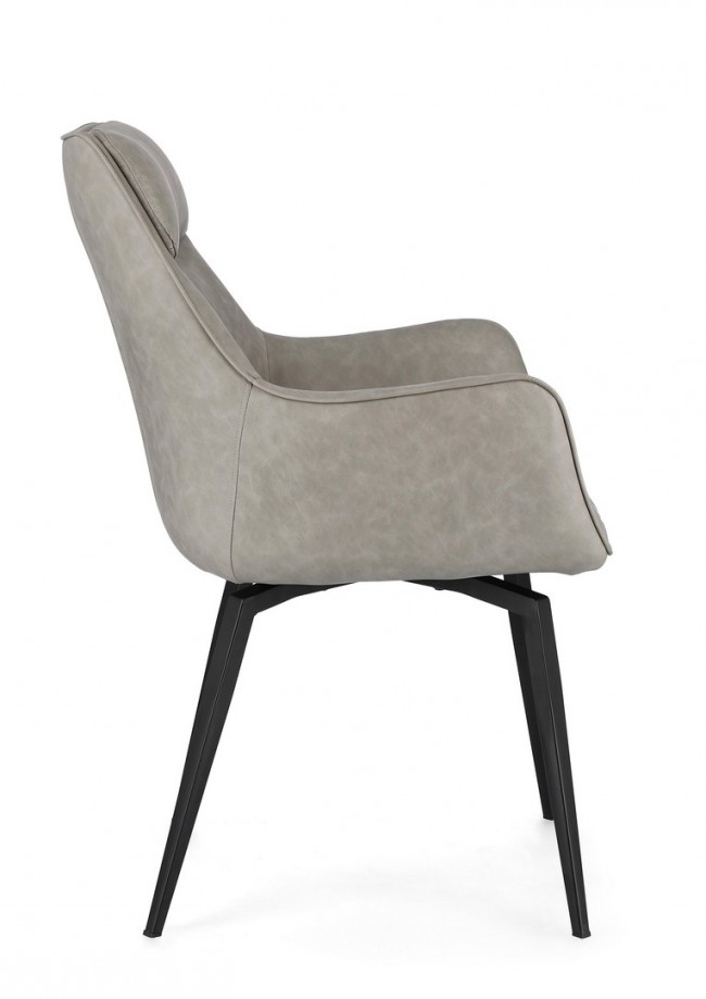 2x Poltrona tortora ecopelle 56x65x92 cm