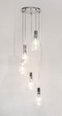 Lampadario 5 luci trasparente argento D.48x180h