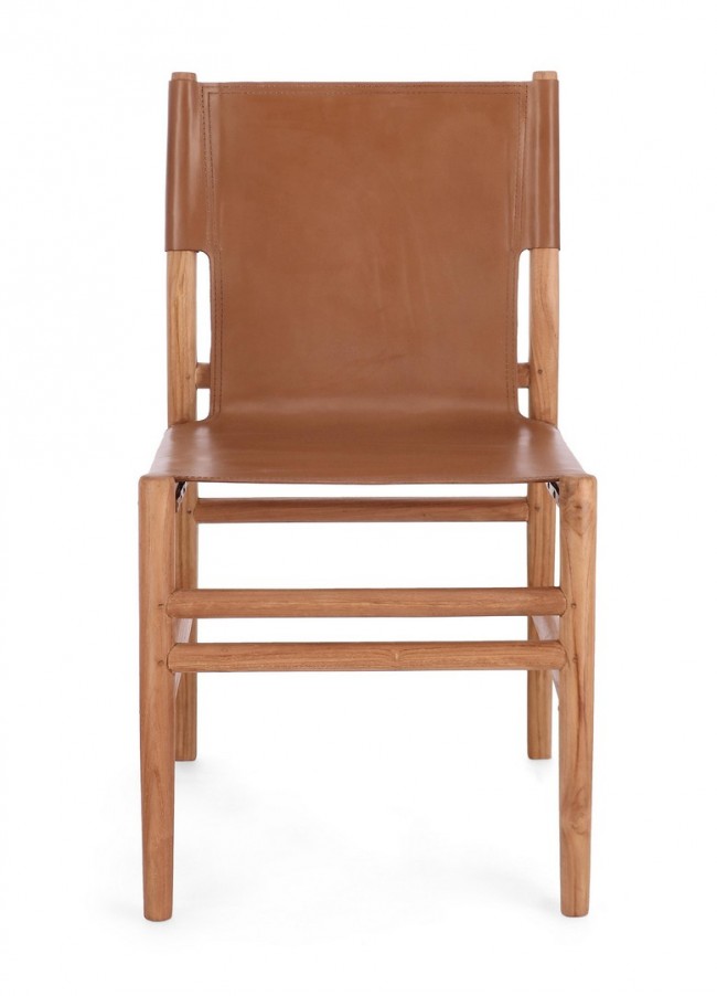 2x Sedia in pelle cognac 48x58x85h